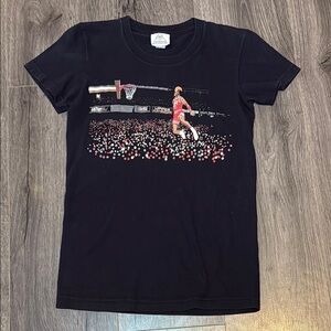 Upper Playground Michael Jordan Black Short Sleeve Tee with Sports Graphic sz S